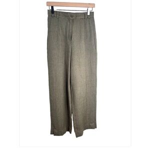 VTG Geiger Wide Leg Pant 36 Austria Wool Blend Olive Pleated High Rise Christmas